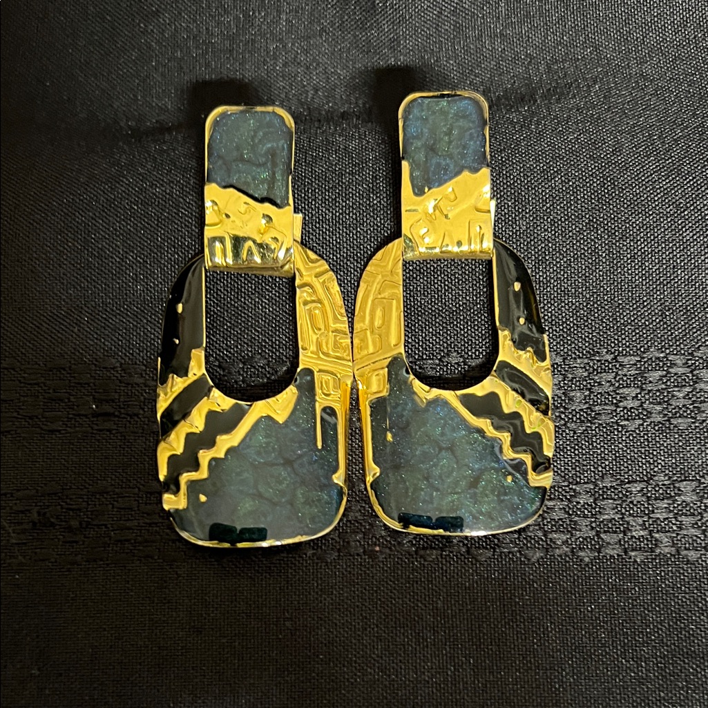 Gold And Black Geometric Earrings 44$